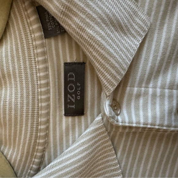 Izod Tan Polo Shirt Classic Knit Short Sleeve - Picture 7 of 7